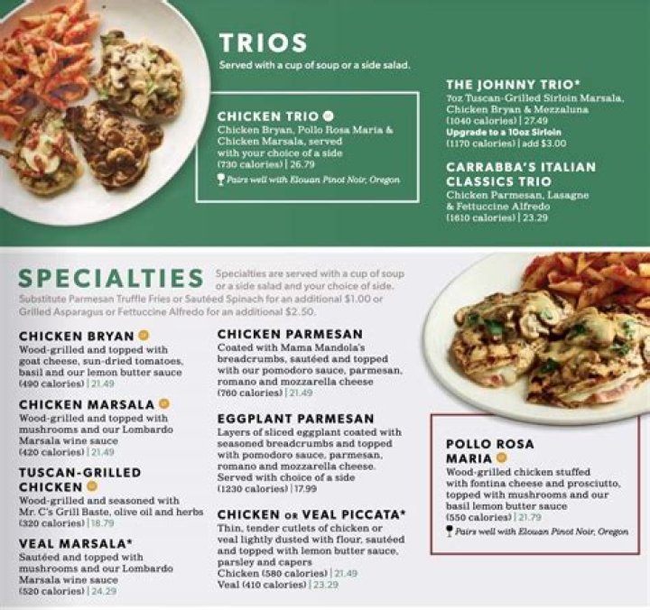Carrabba's Italian Grill Menu and Prices - SarkariResult