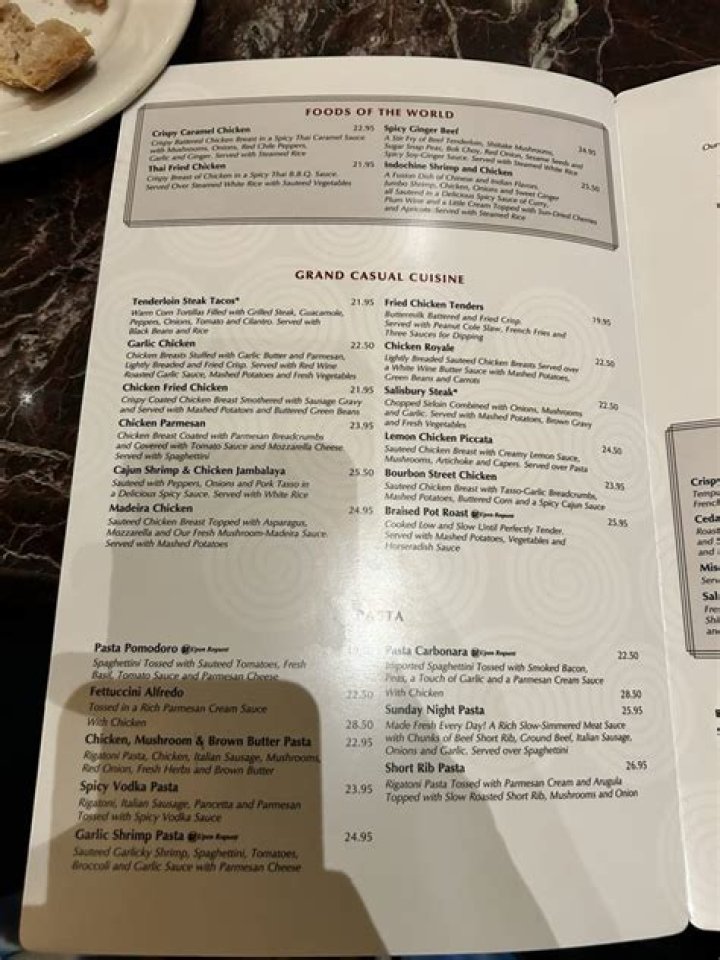 Grand Lux Cafe Menu and Prices - SarkariResult