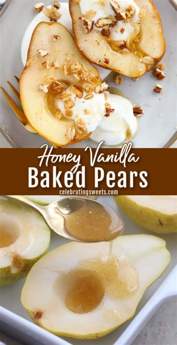 Honey Vanilla Baked Pears - Celebrating Sweets