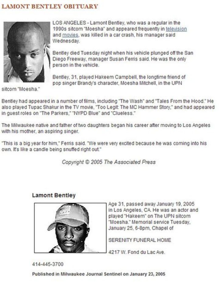 
Lamont Bentley Obituary, What was Lamont Bentley Cause of Death? 
