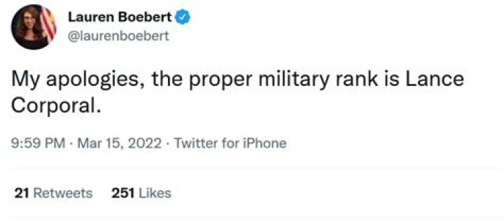 
Lauren Boebert So Called ‘Lieutenant Corporal’ Mom, Invented Rank Ridiculed On Twitter 