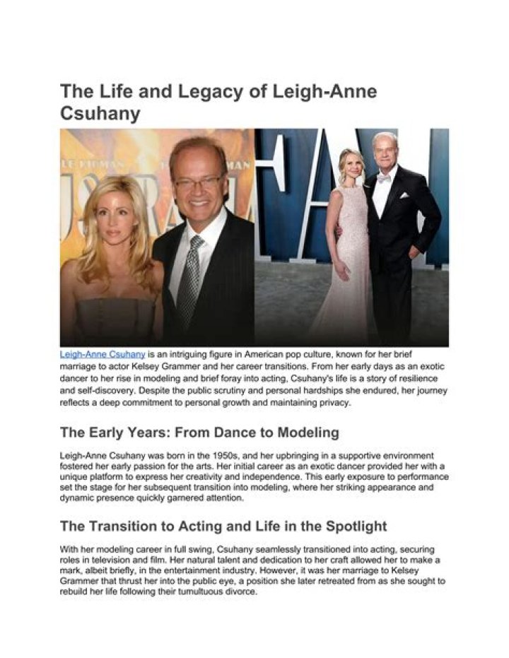 Leigh-Anne Csuhany Wiki: Bio, Age, Net Worth Facts on Kelsey Grammer 2nd Wife