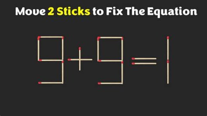 Matchstick Math Puzzle: Can You Fix The Equation By Moving 2 Matchsticks?