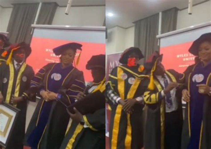 
Naomi, Ooni Of Ife’s Estranged Wife Receives Honorary Doctorate Degree 