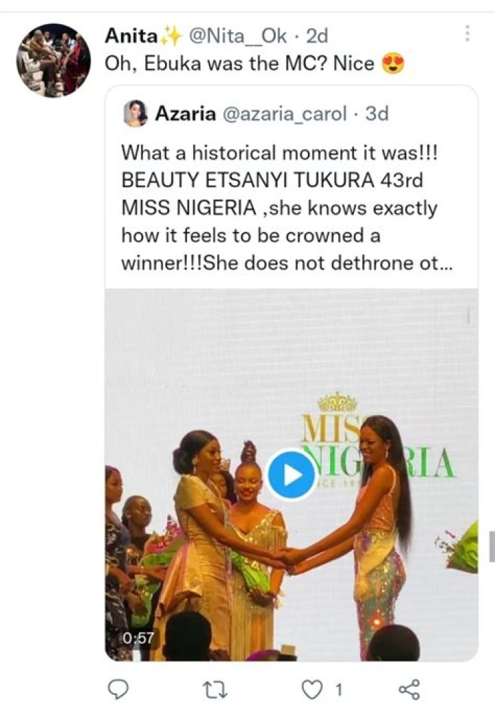 
Netizens React To An Old Clip Of Ebuka Obi-Uchendu Announcing BBNaija’s Beauty, Winner Of 43rd Miss Nigeria 2019 