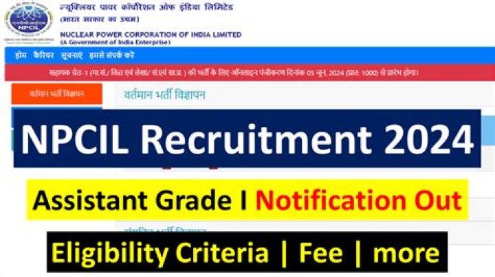 NPCIL Assistant Grade I Recruitment 2024