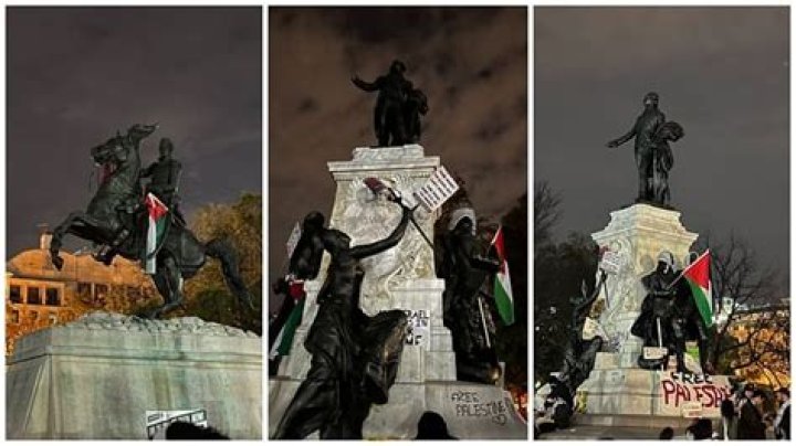 Palestinian Protesters Deface Statue of American Revolutionary War General Marquis de Lafayette in Washington DC - SarkariResult