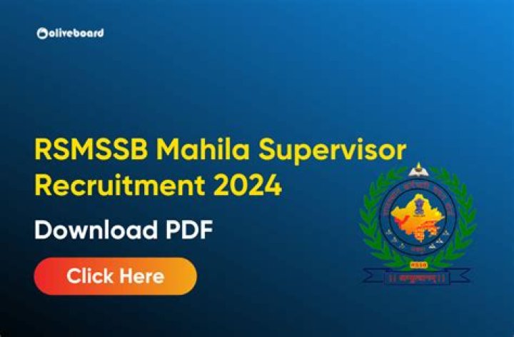 RSMSSB Female Supervisor Recruitment 2024: Apply Online For 587 Posts