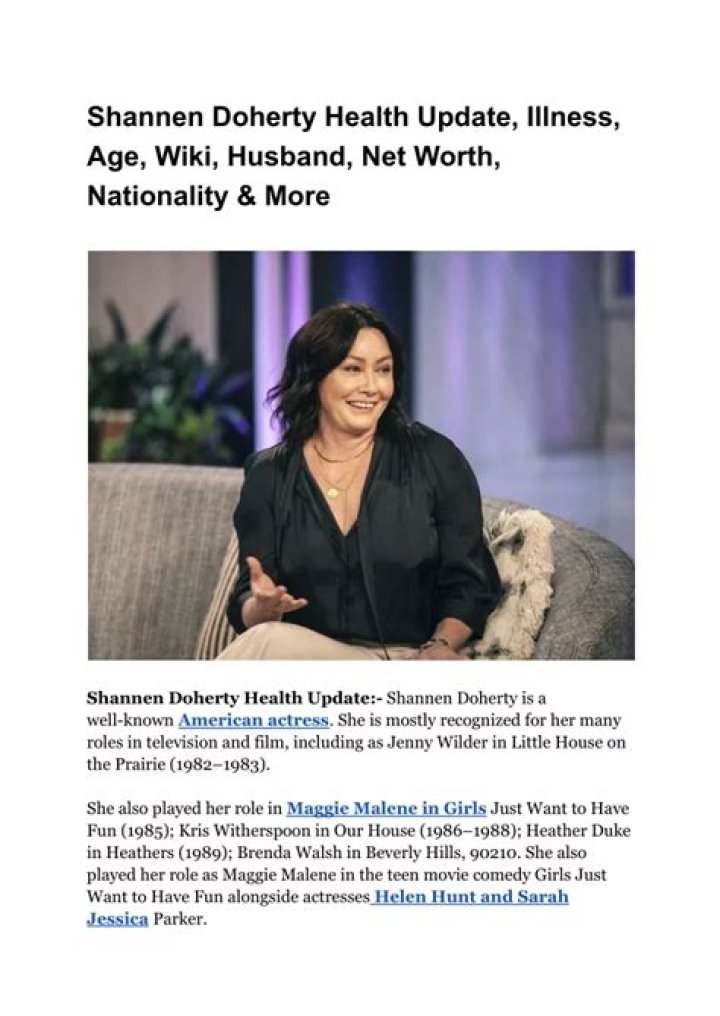 Shannen Doherty's Health Update: Understanding Shannen Doherty's Illness. What Health Condition Does Shannen Doherty Have? - SarkariResult
